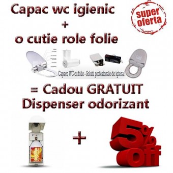 Oferta - Capac wc igienic cu buton + cutie rola folie igienica